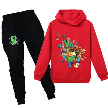 

new children's clothing set Baby boys suits long sleeve hoody coat +pants trousers 2 pcs kids spring Minecrafted clothing 3-16Y