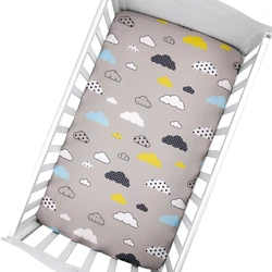 Sábana ajustada para cuna de bebé recién nacido, Funda de colchón con estampado de dibujos animados, suave y elástica, Unisex