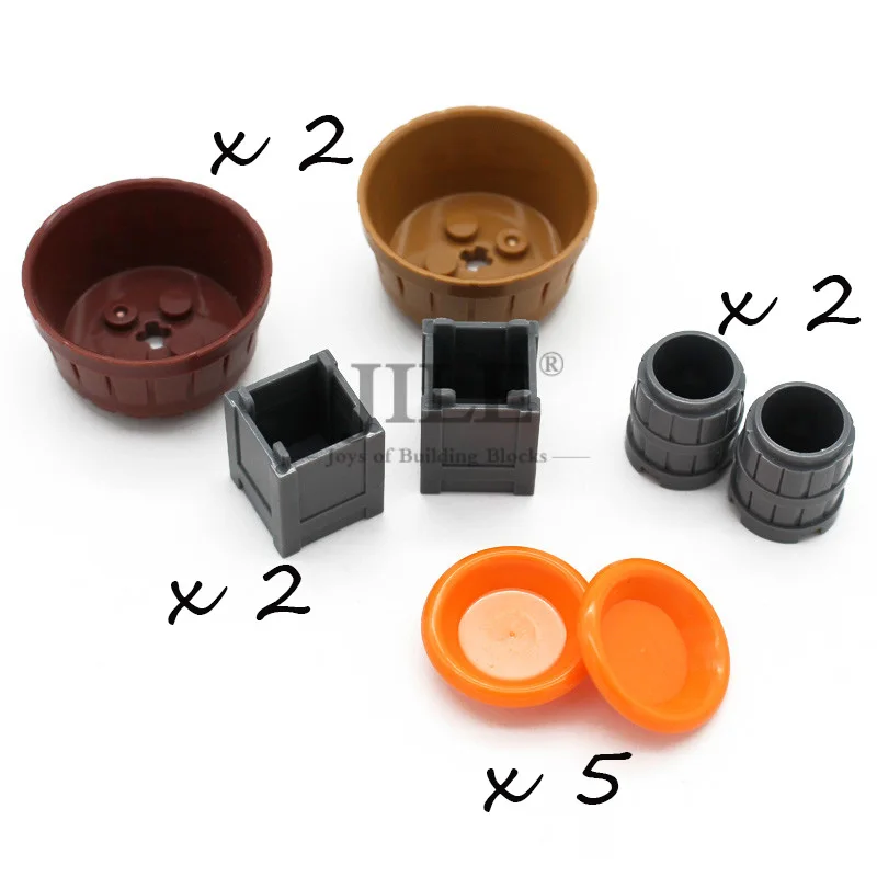 Moc Food Building Blocks Fruit Apple Banana Frish Dish Drumstick Sausage Bone DIY Bricks Bulk Set Compatible with City View Toys - Цвет: Vessels combination