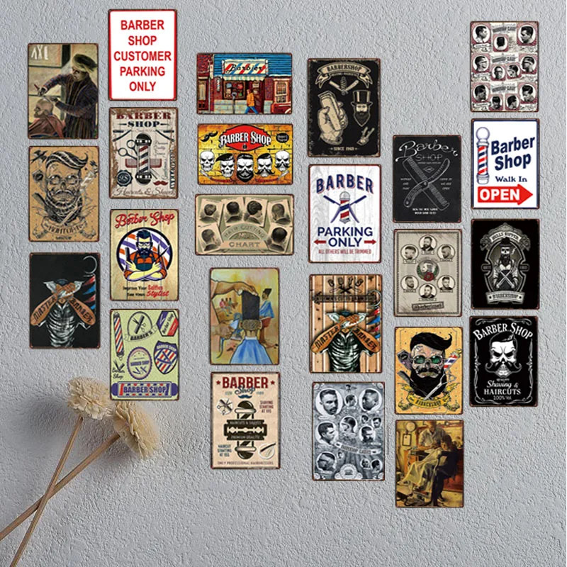 

Barber Shop Customer Parking Only Metal Sign Shabby Chic Wall Home Art Shop Bar Decoration 30X20CM DU-3044A