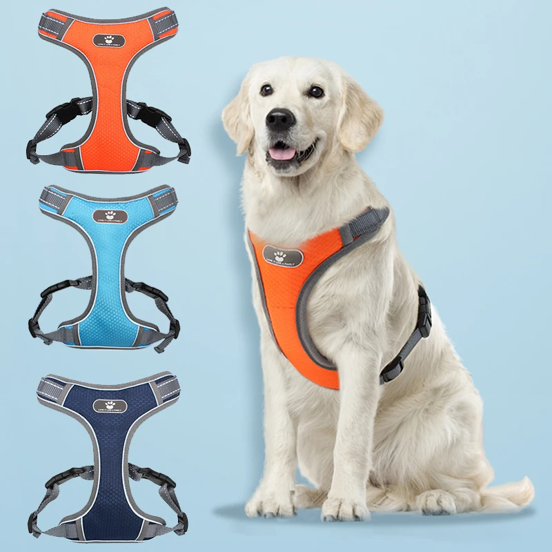 Arnés reflectante para perro, chaleco de aventura sin tirones para mascota, chaleco para cachorro, chaleco para perros medianos y grandes, producto de entrenamiento, correas