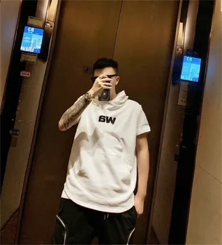 

AAW087 Sleeveless Hat Vest Solid Pocket Letter Logo Loose Fit Men and Women Inside and Outside with Couple Top T-shirt A2