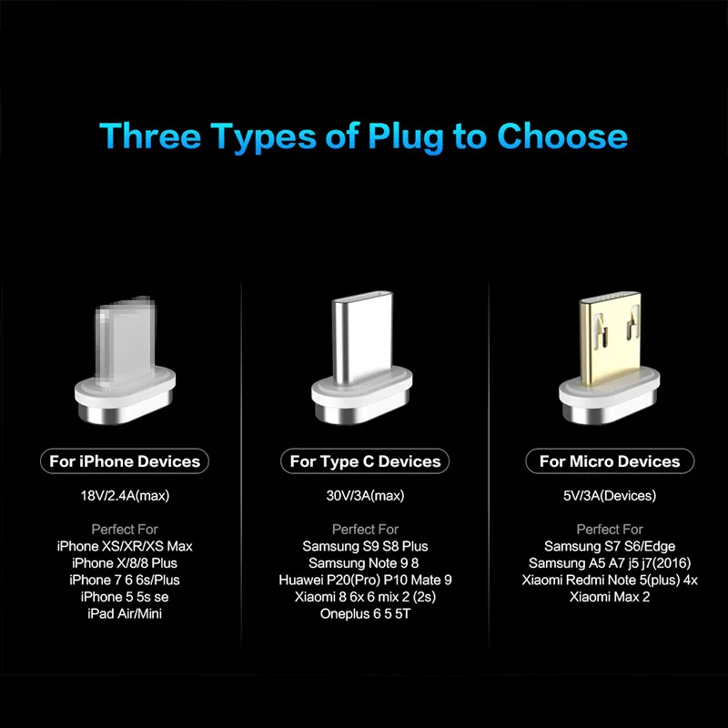 Магнитный кабель для быстрой зарядки usb type C кабель светодиодный магнитный зарядный кабель Micro USB для iphone