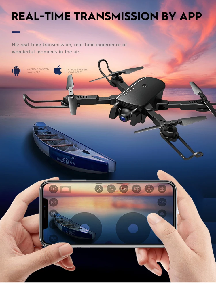 Дрон FN 1808, новое поколение, изображение с автоматическим отслеживанием, Wi-Fi, FPV, Радиоуправляемый Дрон, 20 минут, 720P камера, оптический поток, пульт дистанционного управления, вертолет