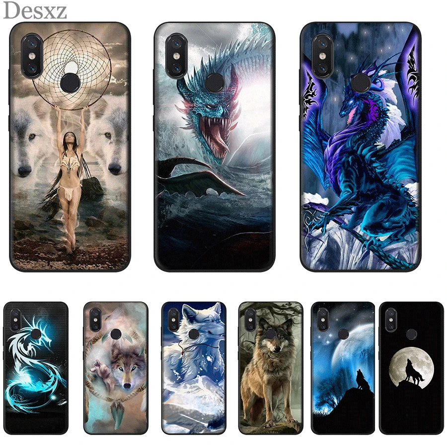 

Mobile Phone Case For Xiaomi Redmi Note 5A Prime 4 4X 5 6 7 Pro Cover Wolf Dragon Animals