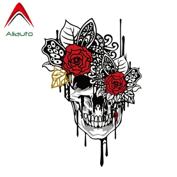 

Aliauto Creative Car Sticker Horror Skeleton Rose Decor Vinyl Decal Cover Scratches for Porsche Mazda 6 Peugeot 206,16cm*11cm