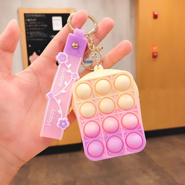 New Popit Mini Money Wallet Fingertip Toys Push Bubble Popite Pendant Bag Hot Sale Adult Decompression Toys Children Anti-Stress keychain bag 05