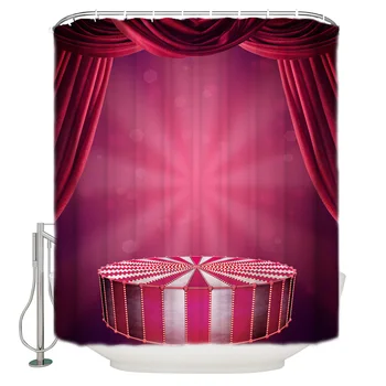 

Circus Stage Spotlight Pink Acrobatics Pattern Shower Curtains Polyester Fabric Waterproof Bath Curtain