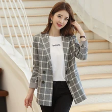 *#Best Price Autumn and winter ladies blazer Korean version of the retro double-breasted plaid suit jacket female Casual office small suit *#Best Price Autumn and winter ladies blazer Korean version of the retro double-breasted plaid suit jacket female Casual office small suit