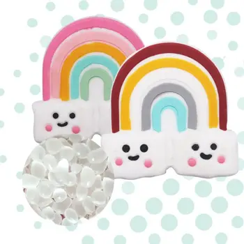

5pcs Silicone Baby Teether Rainbow Beads Pacifier Infant Teething Soother Toys