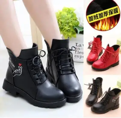 

Winter Boy Boots Children Shoes New Boys Leather Fashion Martin Boots Student Sneakers Plus Velvet Warm Kids Snow Boots