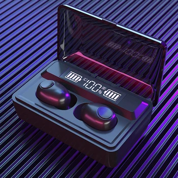 

LED digital display wireless Bluetooth sports headset 5.0 wireless binaural call with power display 2200 mAh for Apple Android