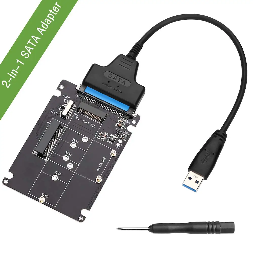 Goede Onvian M.2 NGFF of MSATA naar SATA 3.0 Adapter USB 3.0 2.5 sata Harde Schijf 2 in 1 Converter reader Card met Kabel voor PC Laptop