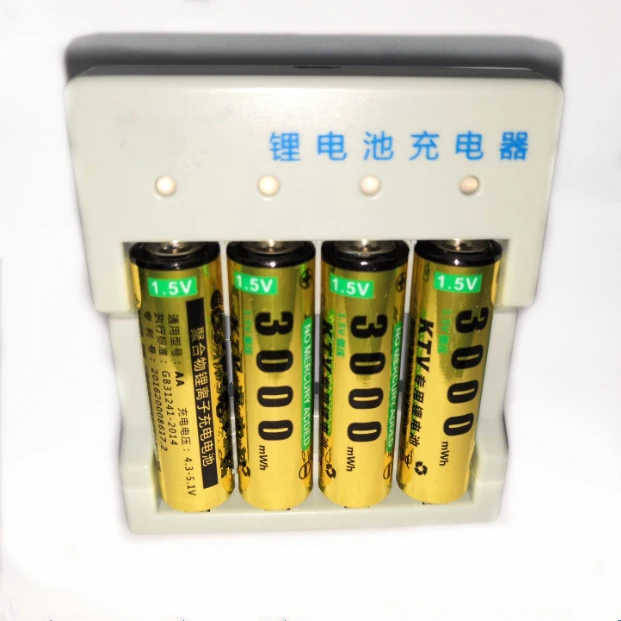 Efeito de Memória Bateria de Lítio + 4 Pces Nenhum aa Recarregável Li-polímero Li-ion Polímero Slots Usb Carregador 4 1.5v 3000mwh