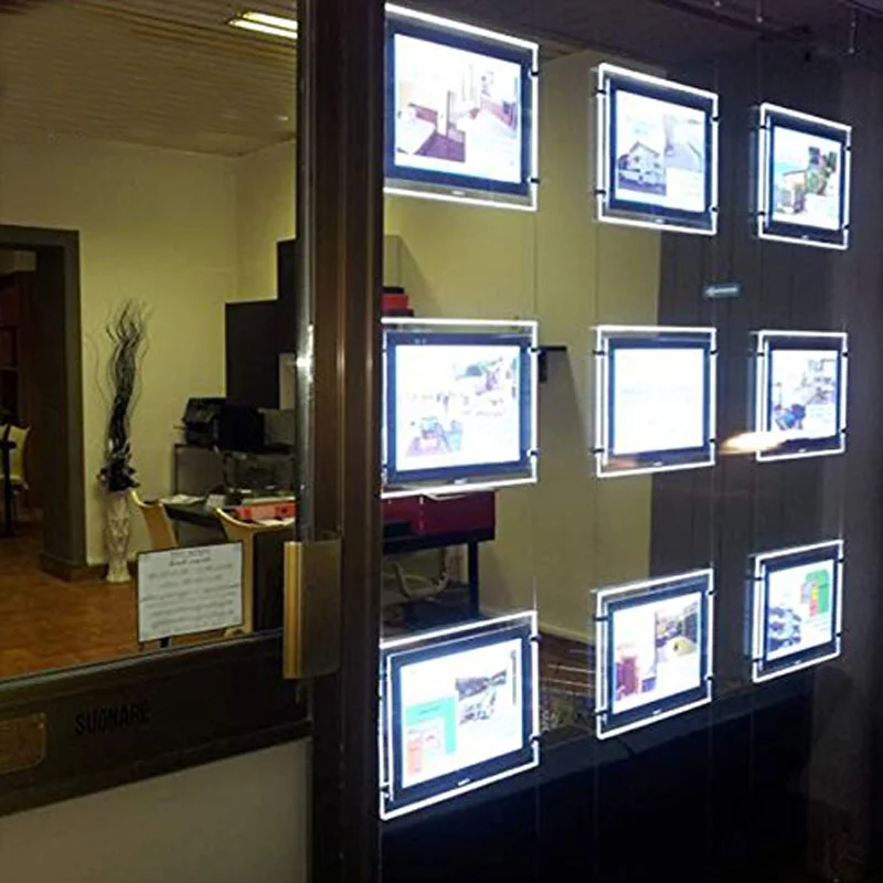 A3 Double Sided LED Window Displays Light Pocket,Illuminated Window Display Panel for Estate Agent, Properties 3