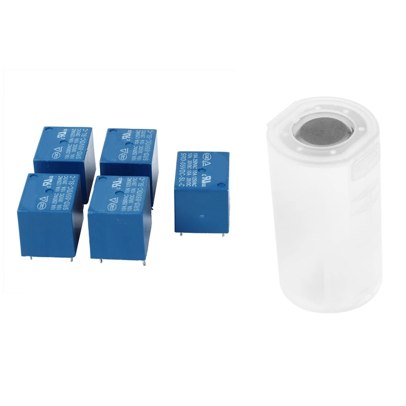 

5 Piece 5V DC Mini Power Relay PCB Type Power Relay & 4 x AA to D Size Battery Adapter White Case
