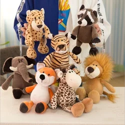 Jungle Brothers Plush Stuffed Toys Elephant Tiger Dog Fox Raccoons Leopard Giraffe Monkey Animals Dolls For Kids Adults Gifts