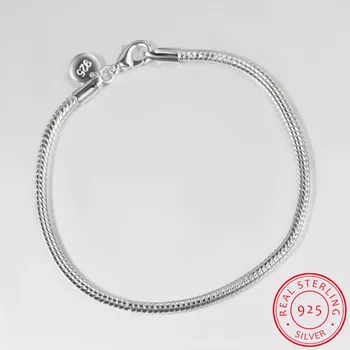 

925 Sterling Silver Bracelets 3mm 4mm Snake Bones Bracelets Bangles For Men and Women Jewelry S-B36