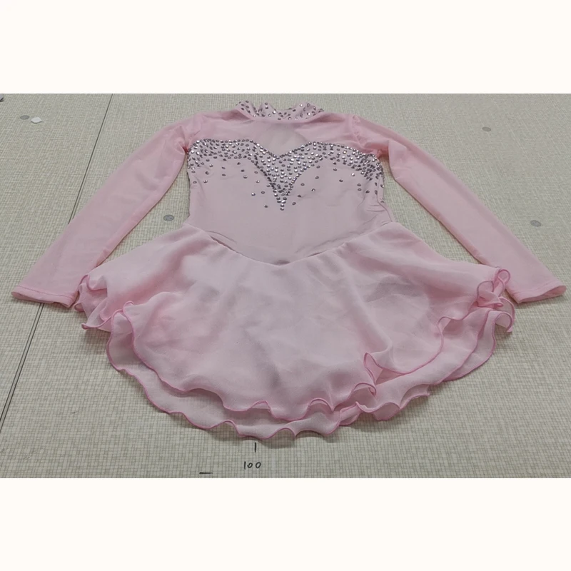 light pink Nasinaya синий фигурное катание платье льда юбки для конькобежцев спандекс женщин девушки - Цвет: light pink
