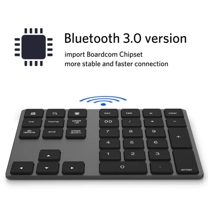 Bluetooth-клавиатура с номером, цифровая мини 34 клавиши, алюминиевый сплав для iOS Android NC99