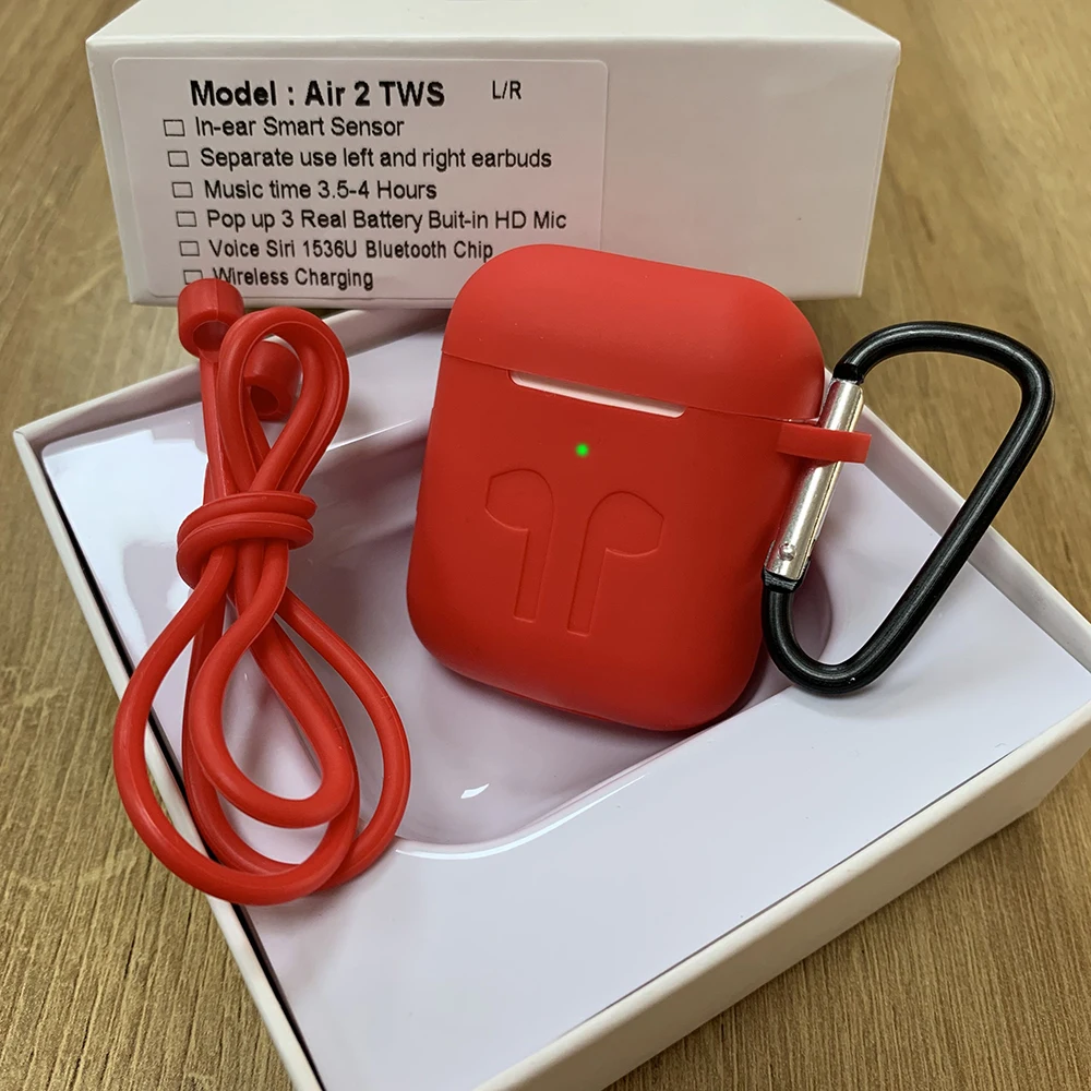 Air2-Red-kits Air 2 Bluetooth гарнитура поддерживает iOS13 системы 1536u чип второго поколения светильник обнаружения PK i2000 i500 i1000 i50000 i9000XTWS - Цвет: Air2-Red-kits