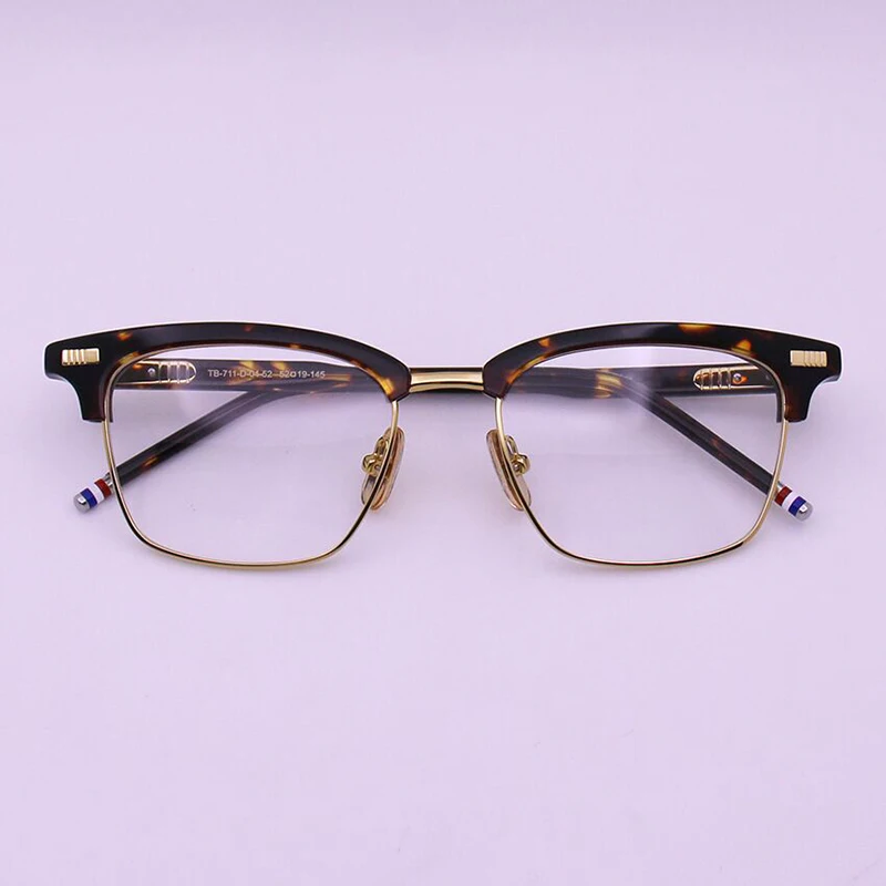

New York Thom Brand Designer Half Frame Glasses for Men Women Square Semi Rimless Eyeglasses Optical Prescription Eyewear TB711