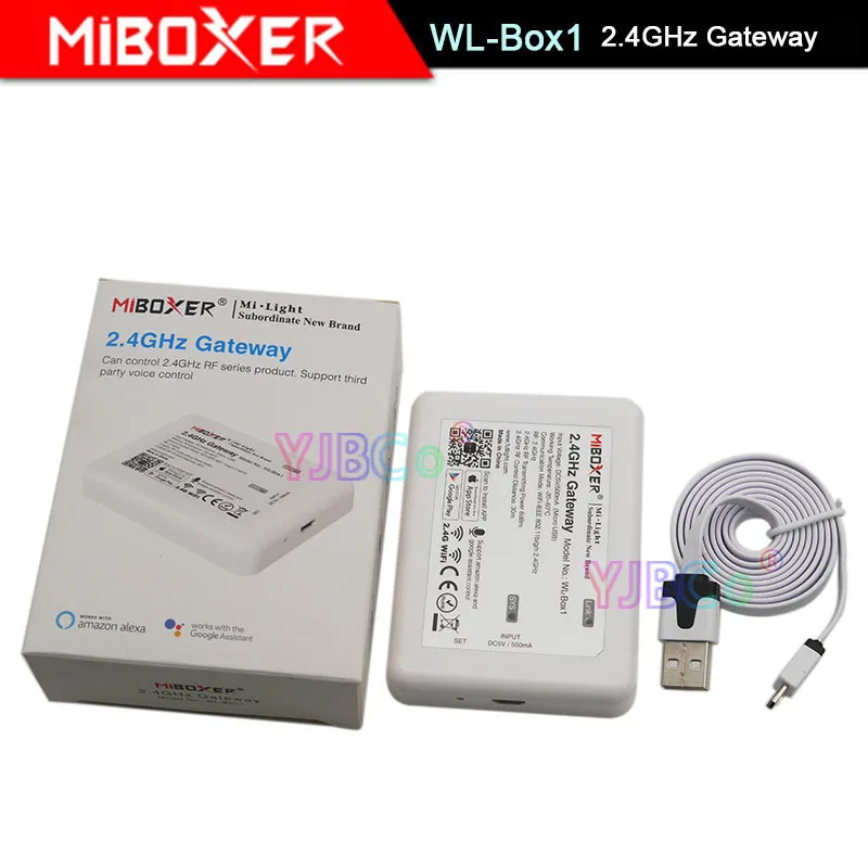 MiBOXER-WLBOX1 2,4G концентратор RF пульт дистанционного управления wifi с RGB светильник Беспроводное управление для светодиодных ламп Поддержка iOS Android APP, DC5V