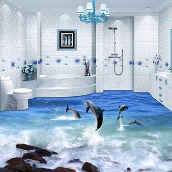 

[Self-Adhesive] 3D Jumping Dolphin 1931 Floor Wallpaper Mural Wall Print Decal Wall Murals