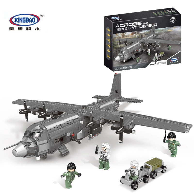 

Xingbao 06023 1713PCS Military Aerial gun boat Building Block compatible Army Soldier Weapon Brick Educational Toy for Children