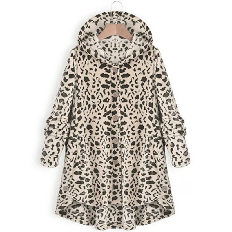 As The Picture Shows Women New Winter Plus Size S-5XL Button Coat Fluffy Tail Tops Hooded Pullover Loose Oversize Coats Warm Outwear for Fashion - Цвет: As The Picture Shows