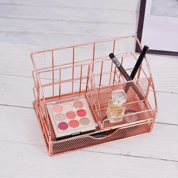 

Cosmetic Organizer Iron Mesh Makeup Drawers Pen Brush Holder Case DeskStorage