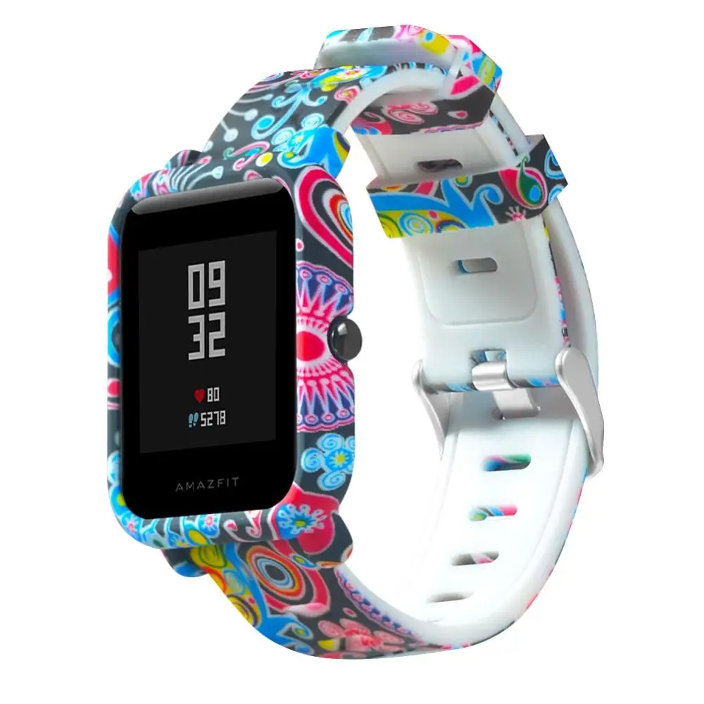 Ремешок Камуфляжный для Xiaomi Amazfit Bip Youth ТПУ чехол + сменный силиконовый браслет на