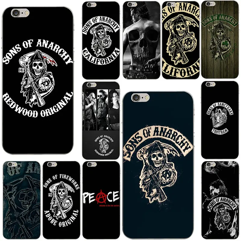 

Fashion Sons of Anarchy Transparent Soft TPU Phone Cases Cover for iPhone 8 7 6 6S Plus X XR XS Max 5 5S SE 5C 4 4S Shell Fundas