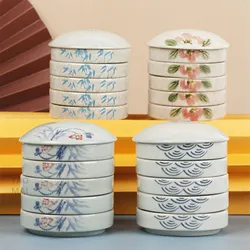 Jingdezhen – Palette en céramique avec couvercle, cinq couches, pour peinture chinoise, disque à pigments, calligraphie, encre, outils de peinture 