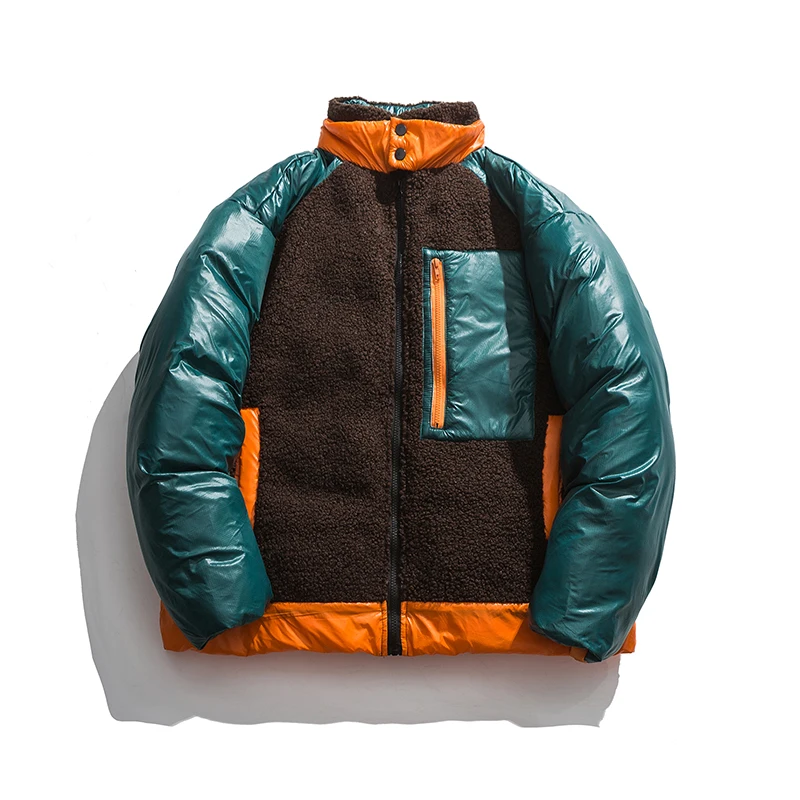 

2021 men's winter new color matching cotton coat