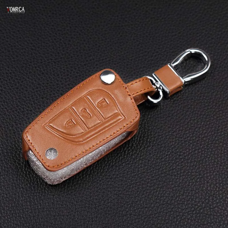 Кожаный чехол для ключей Toyota Camry Highlander Corolla Prado REIZ Crown RAV4 Hilux Vitz, аксессуары для ключей