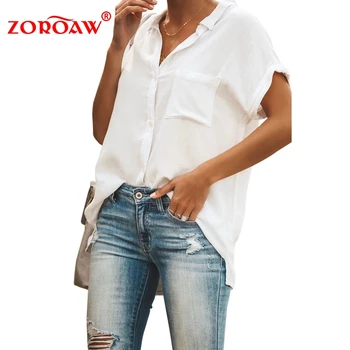 

Women Blouses 2019 Fashion Turn Down Collar Office Shirt Chiffon Blouse Shirt Casual Tops Plus Size Femininas Short