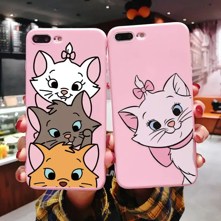 Матовый Мягкий ТПУ чехол с мультипликационным принтом Marie для iPhone XR 6 s 8 7 S Plus 5 X 11 Pro