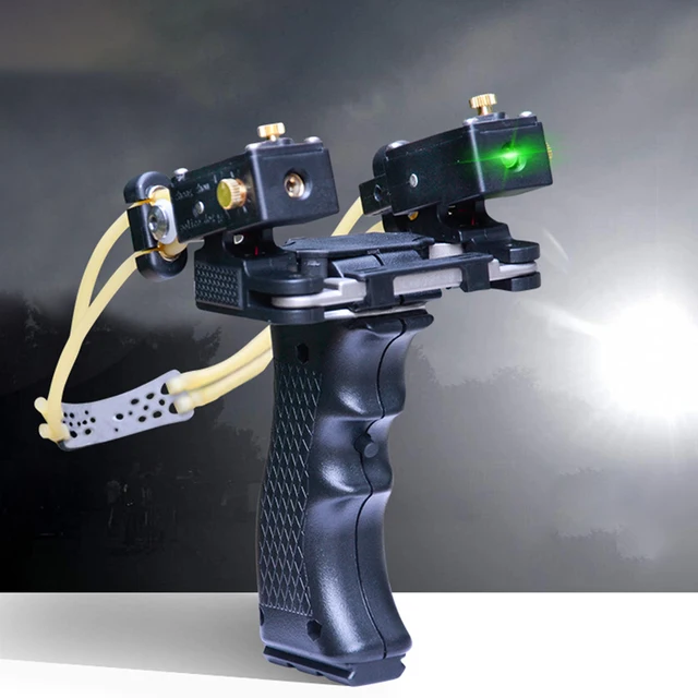 US $85.66 Powerful Laser Targeting Slingshot for Outdoor Hunting Bow Folding Wrist Slingshot Catapult Shootin