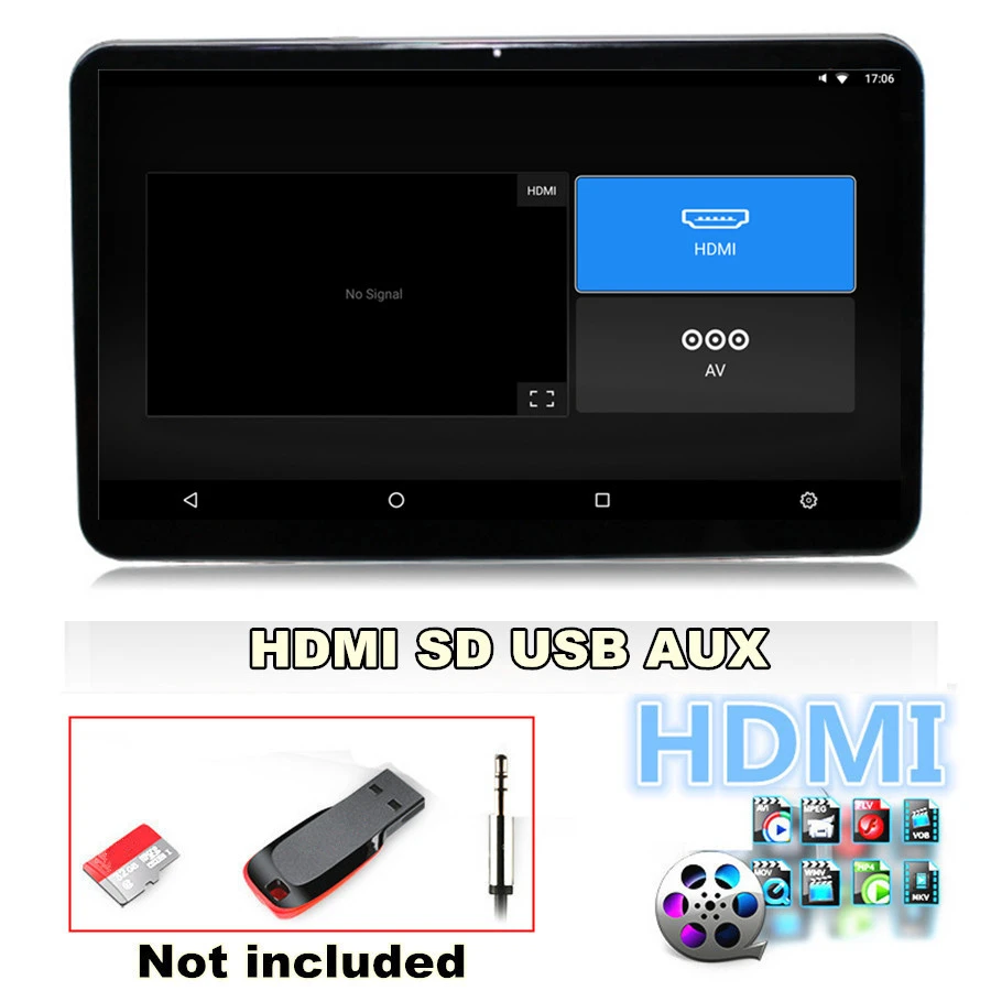 Пара 12,5 HD 1080P Android 7,1 ram 2GB rom 16GB Octa-core 1,6 GHz wifi 3g/4G BT HDMI подголовник заднего сиденья мониторы сенсорный экран