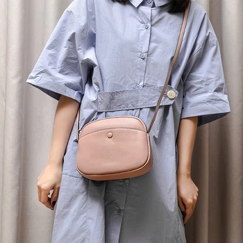 

New French popular simple cowhide casual crossbody mobile phone bag shell bag saddle bag Genuine leather shoulder bag S6