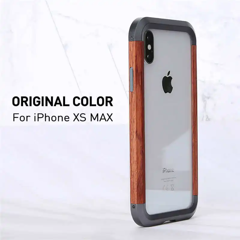 JSKEI Железный деревянный ящик для iPhone X Xs Max Роскошный Жесткий металлический алюминиевый деревянный чехол для телефона для iPhone Xs max защитный бампер рамка - Цвет: For iPhoneXsmaxblack