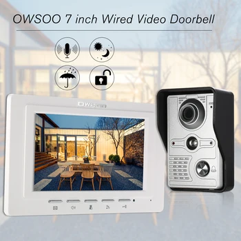 

OWSOO 7 inch video intercom system doorbell night vision IR door camera waterproof unlock for home apartment video door phone