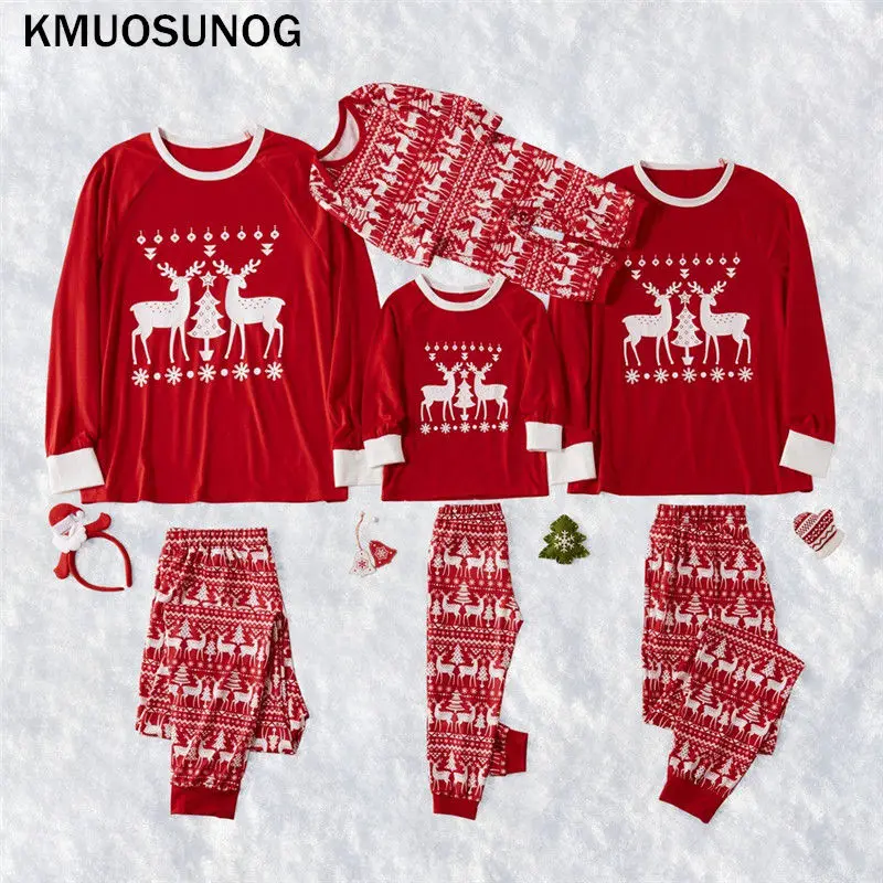 Комплект рождественской одежды для родителей и детей, новинка года, рождественские пижамы для всей семьи, одежда для сна для взрослых и женщин, пижамы C0622 - Цвет: Red C0622