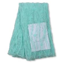 

PGC Nigerian Beaded Lace Fabric African Sequins Lace Fabric 2021 High Quality French Tulle Lace Fabric For Wedding YA4634B-5