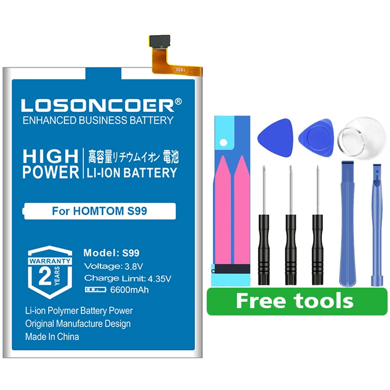 LOSONCOER S99 6600 мАч новейшее производство литий-ионные резервные Аккумуляторы для телефонов HOMTOM S99 батарея большой емкости+ Бесплатные инструменты