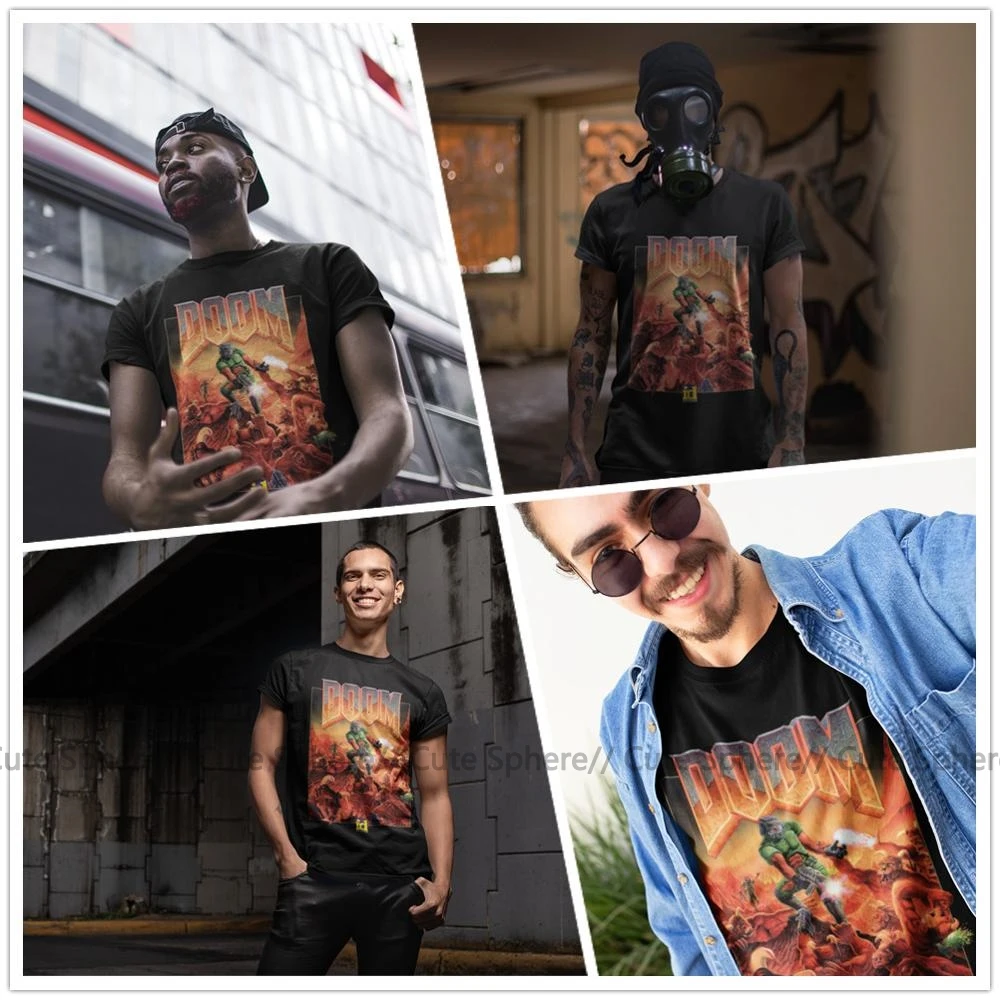 Skup Wolfenstein T Shirt DOOM klasyczny pokrowiec T Shirt z krótkim rękawem męska koszulka klasyczny wzór 100 procent bawełna zabawa 5x Tshirt