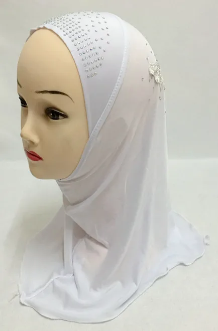 Мусульманский красивый хиджаб для девочек, исламский шарф в арабском стиле, шали с цветочным узором - Цвет: Tassel White