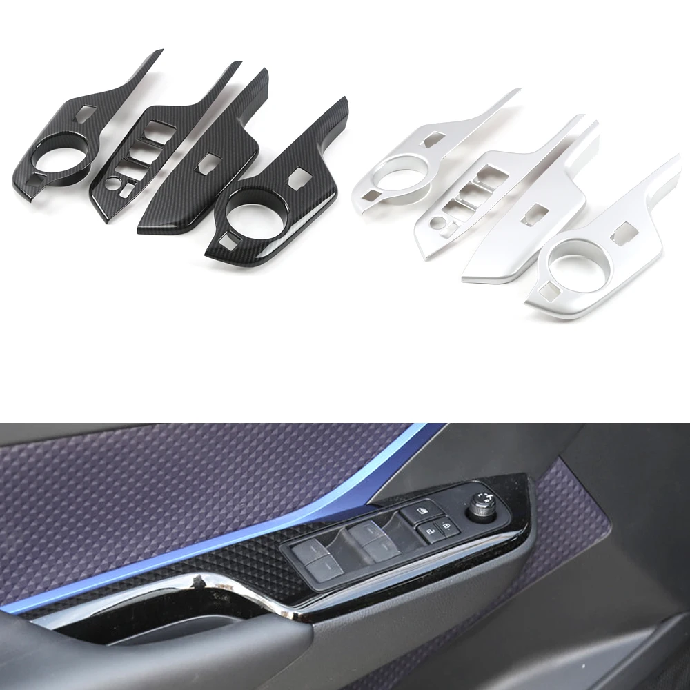 

Хромированный дверной подлокотник, кнопка переключения окна, крышка для Toyota C-HR CHR 2018 2019 2020, автомобильный детектор, стильный карбоновый внешний вид