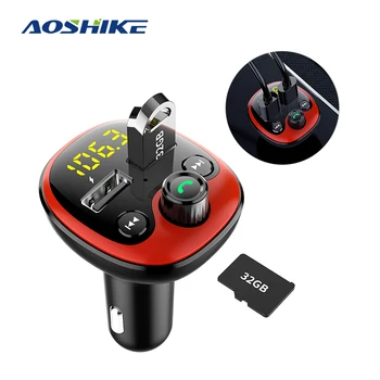

AOSHIKE FM Transmitter Car MP3 Audio Player Bluetooth 5.0 Car Kit Handsfree Calling 5V 3.1A Dual USB Fast Charge Phone Charger